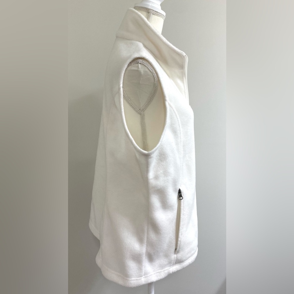 Columbia Womens XL Solid Cream Fleece Sleeveless Zip-Front Vest Classic Warm - Picture 6 of 13